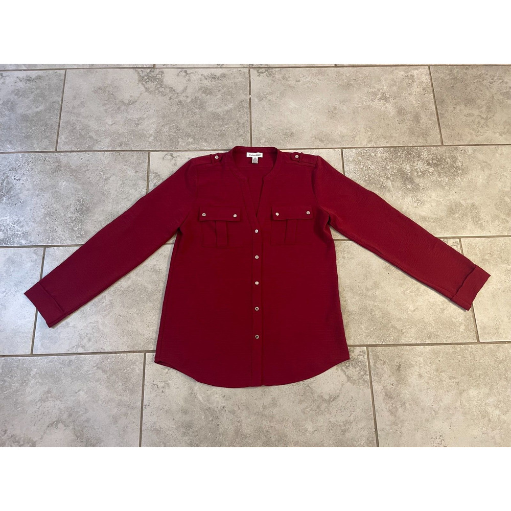 Calvin Klein Women's Button Down Shirt Front Pocket Medium